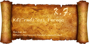 Körmöczi Ferenc névjegykártya