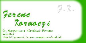 ferenc kormoczi business card